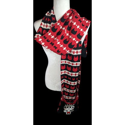 Azona A02 Black And Red Reversible Cat Scarf With Pockets