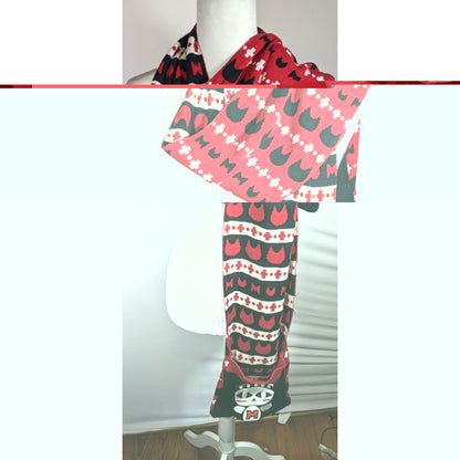 Azona A02 Black And Red Reversible Cat Scarf With Pockets