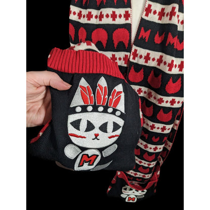Azona A02 Black And Red Reversible Cat Scarf With Pockets