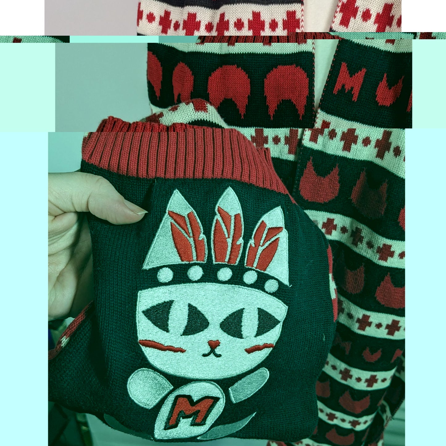 Azona A02 Black And Red Reversible Cat Scarf With Pockets