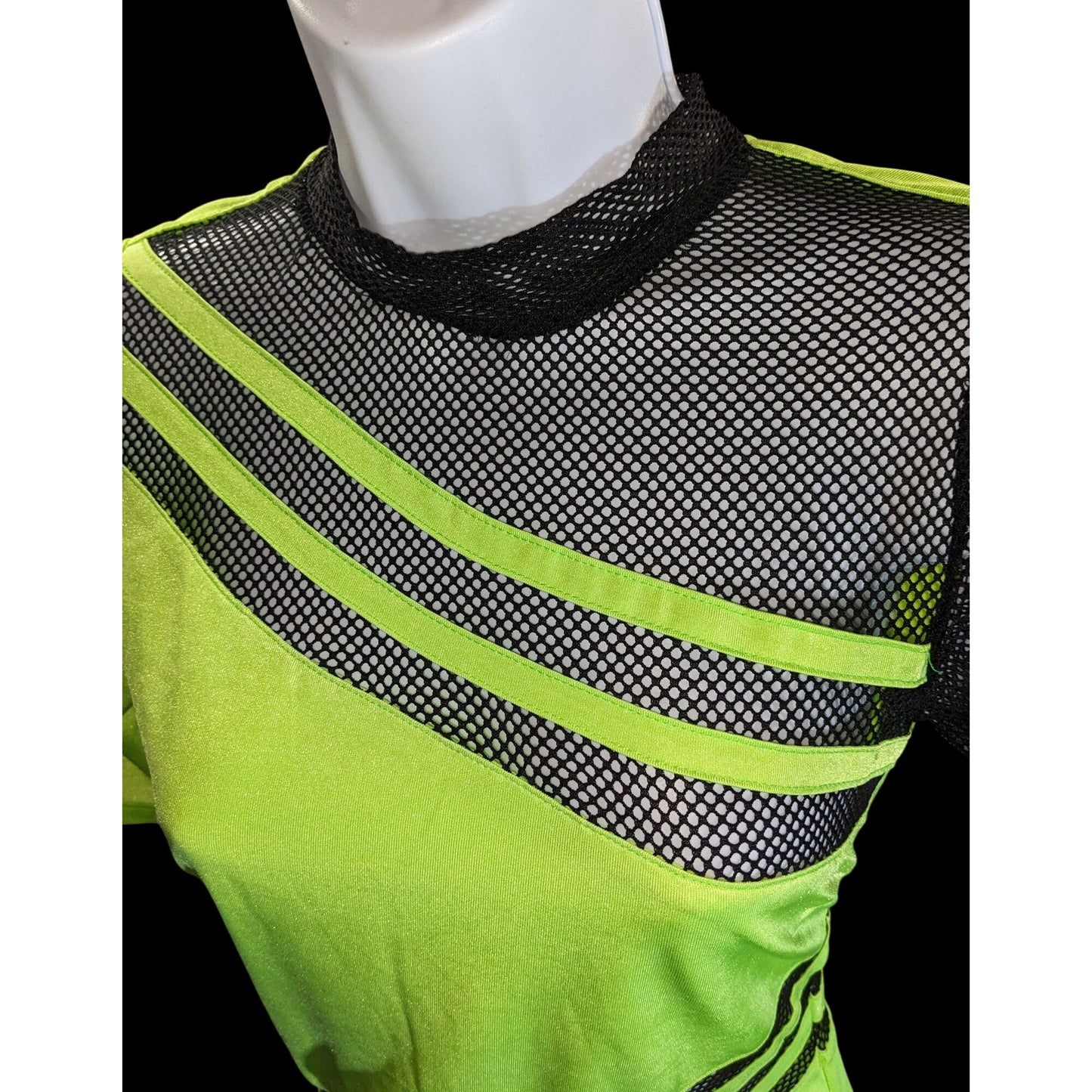 Nova Sport Mini Dress with Mesh Accents Black & Lime Sporty Clubwear Dress