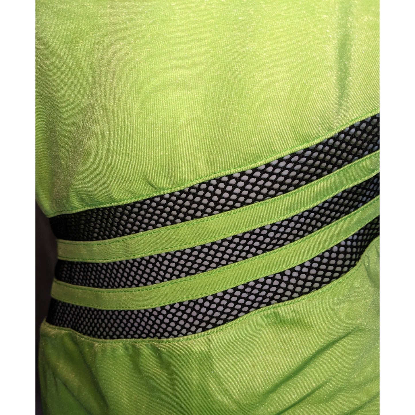Nova Sport Mini Dress with Mesh Accents Black & Lime Sporty Clubwear Dress