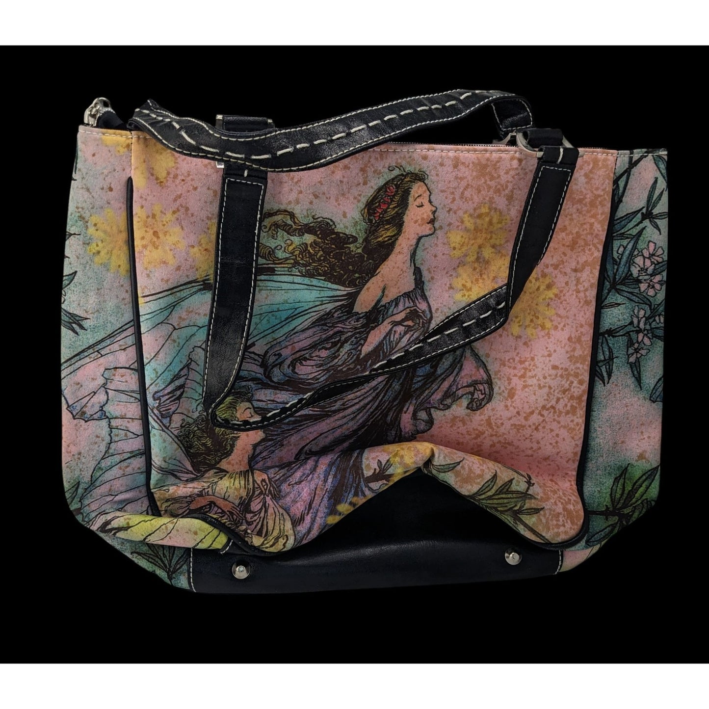 Far Nine X Isabella Fiore Pink Fairy Art Shoulder Bag With Embellishments 12x12x5 Inches