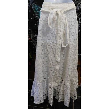 Polo Ralph Lauren White Lace Wrap Midi Skirt NWT