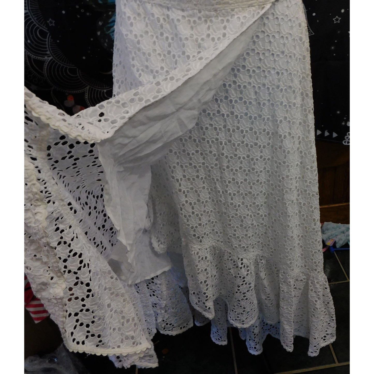 Polo Ralph Lauren White Lace Wrap Midi Skirt NWT