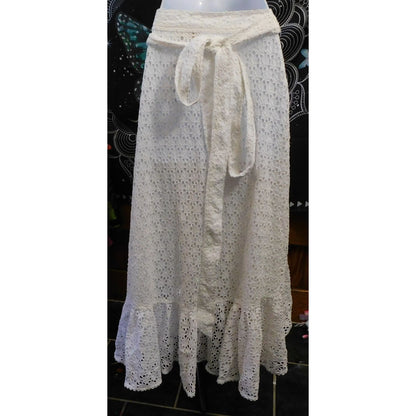Polo Ralph Lauren White Lace Wrap Midi Skirt NWT