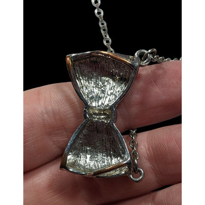 Coquette Glam Aurora Borealis Rhinestone Bow Necklace