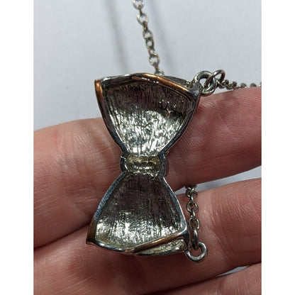 Coquette Glam Aurora Borealis Rhinestone Bow Necklace