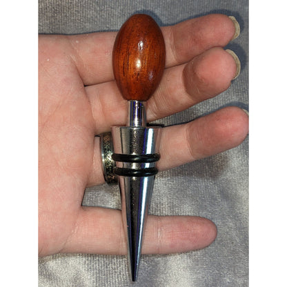 Rustic Modern Barware Wooden Handle Stainless Steel Wine Bottle Stopper Reusable
