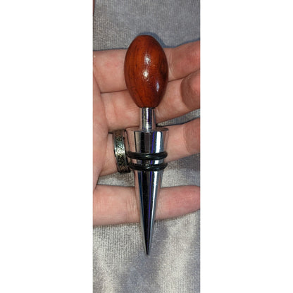 Rustic Modern Barware Wooden Handle Stainless Steel Wine Bottle Stopper Reusable