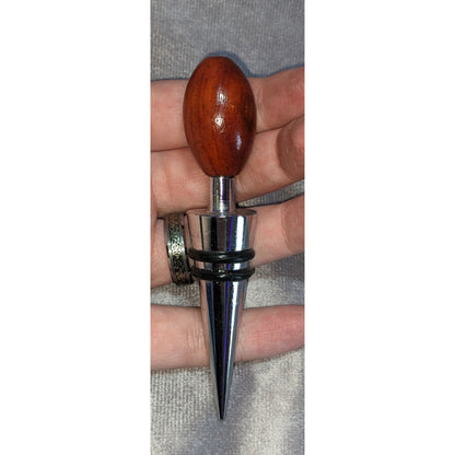 Rustic Modern Barware Wooden Handle Stainless Steel Wine Bottle Stopper Reusable