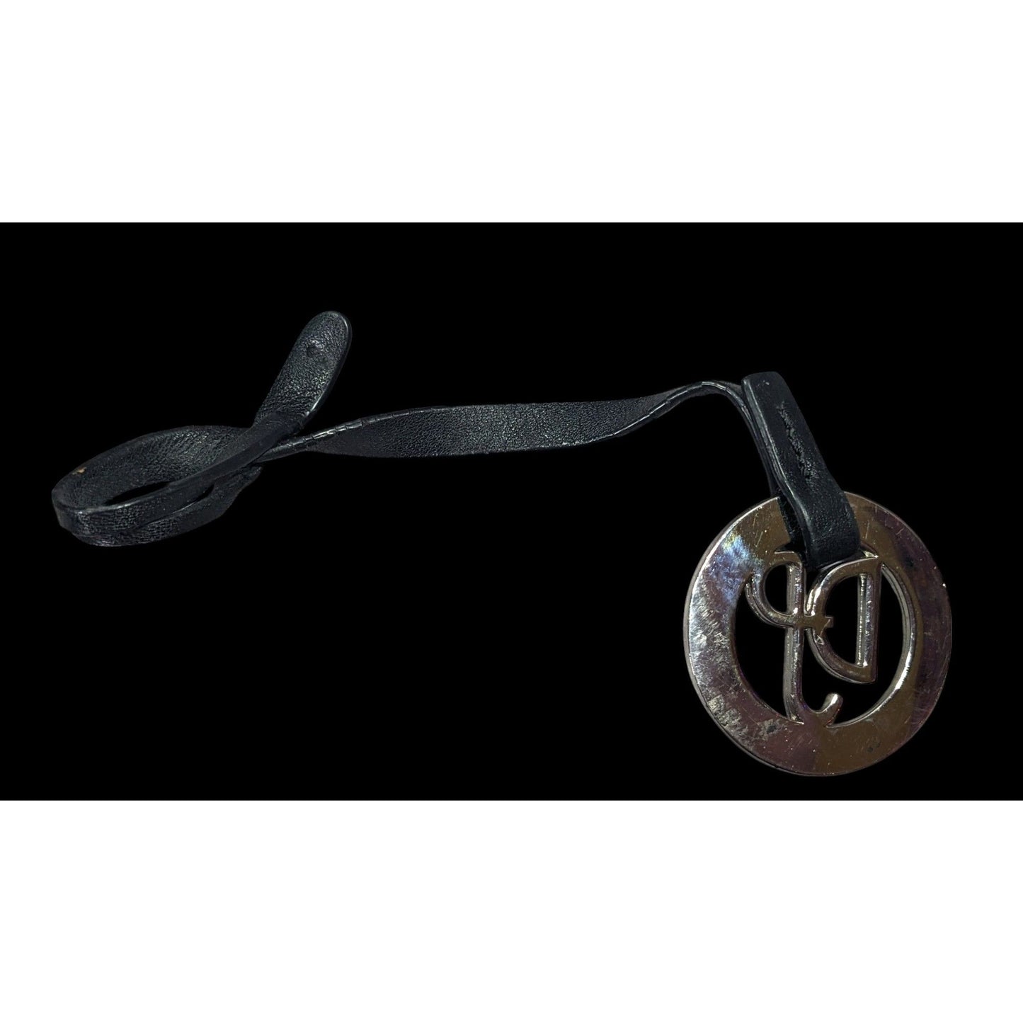 Silver Tone And Black DP Branded Purse Charm