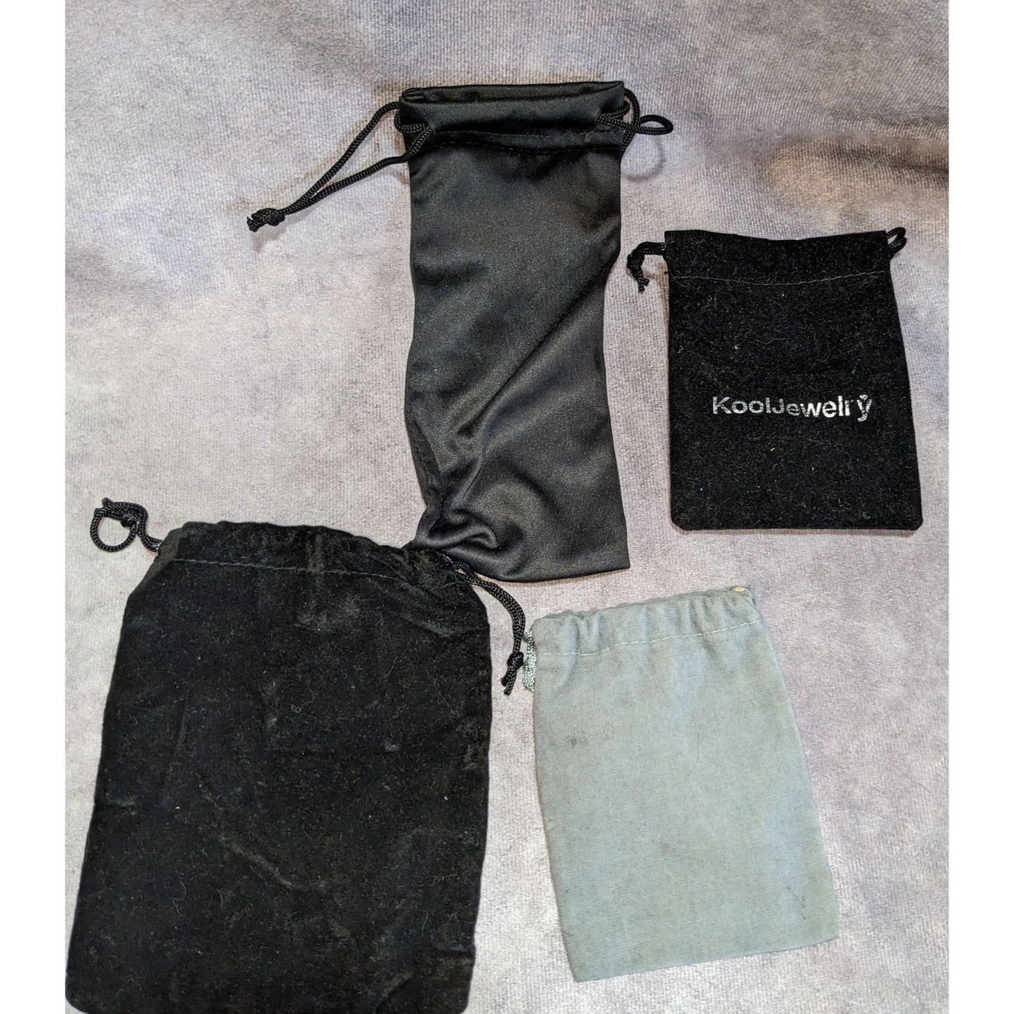 Minimalist Jewelry Storage Pouch Lot Drawstring Velvet Satin Dust Bags Set of 4