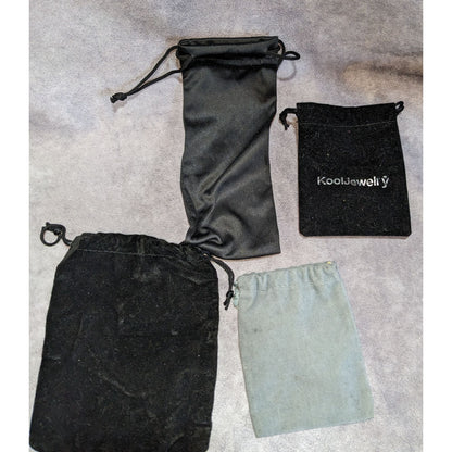 Minimalist Jewelry Storage Pouch Lot Drawstring Velvet Satin Dust Bags Set of 4