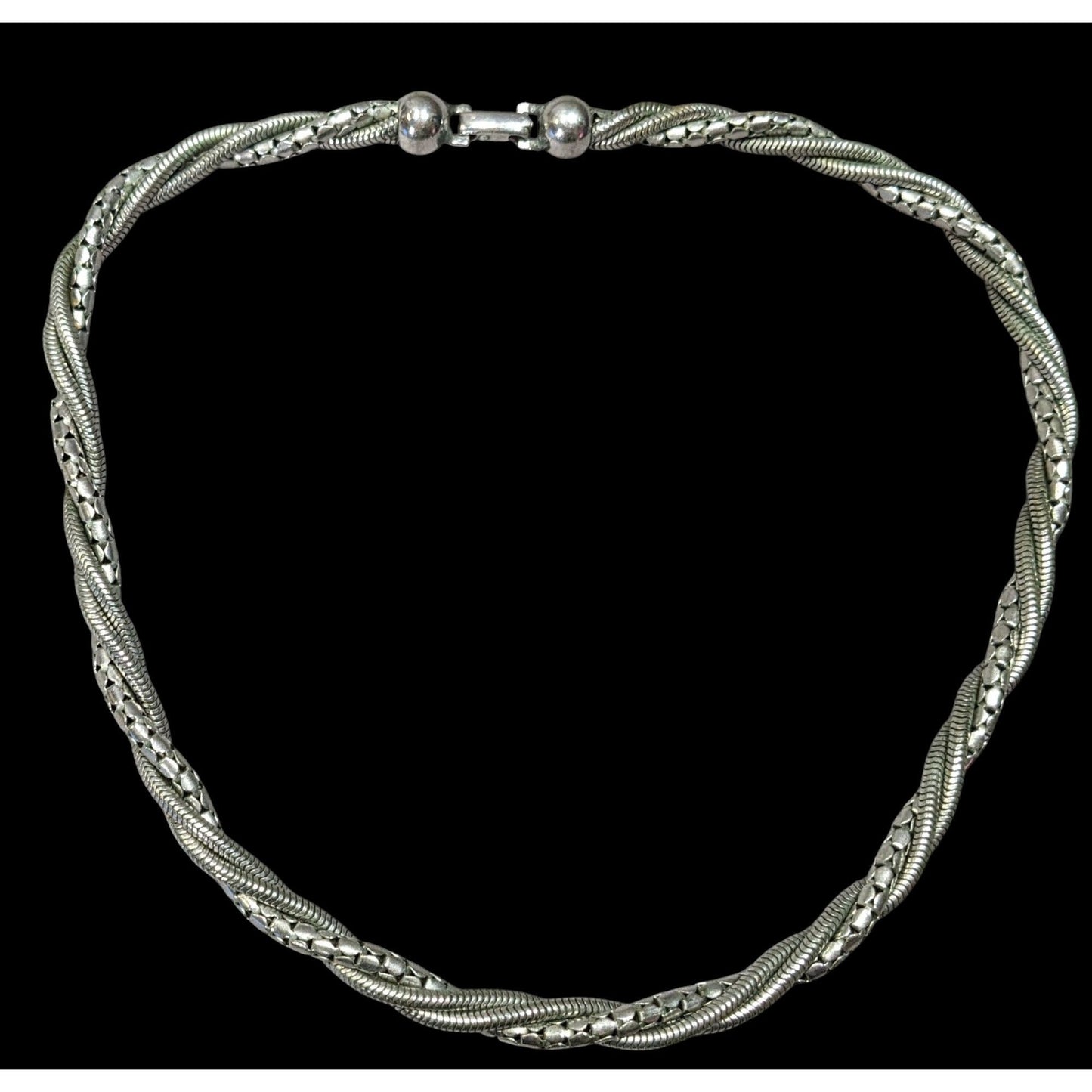 Elegant Twisted Multi-Chain Silver Tone Necklace
