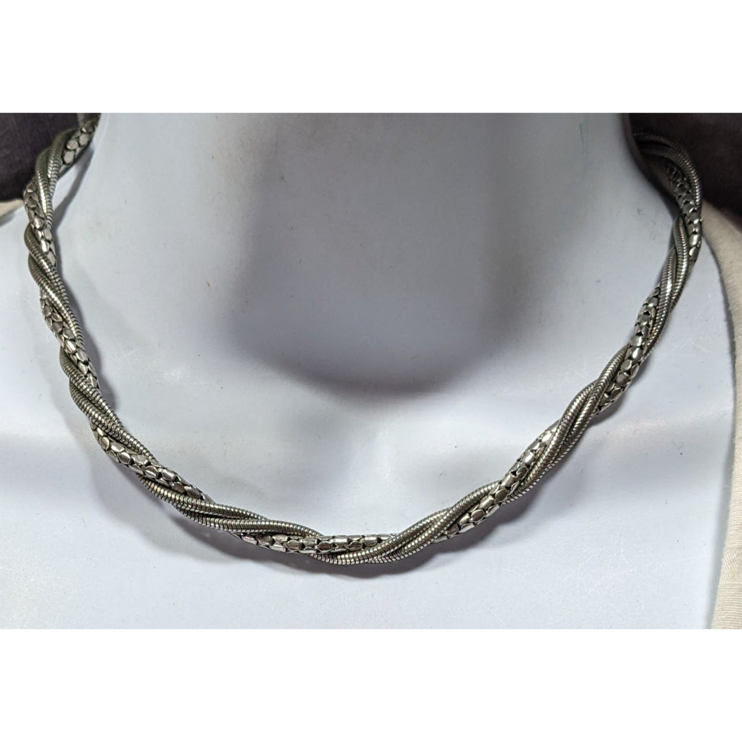 Elegant Twisted Multi-Chain Silver Tone Necklace