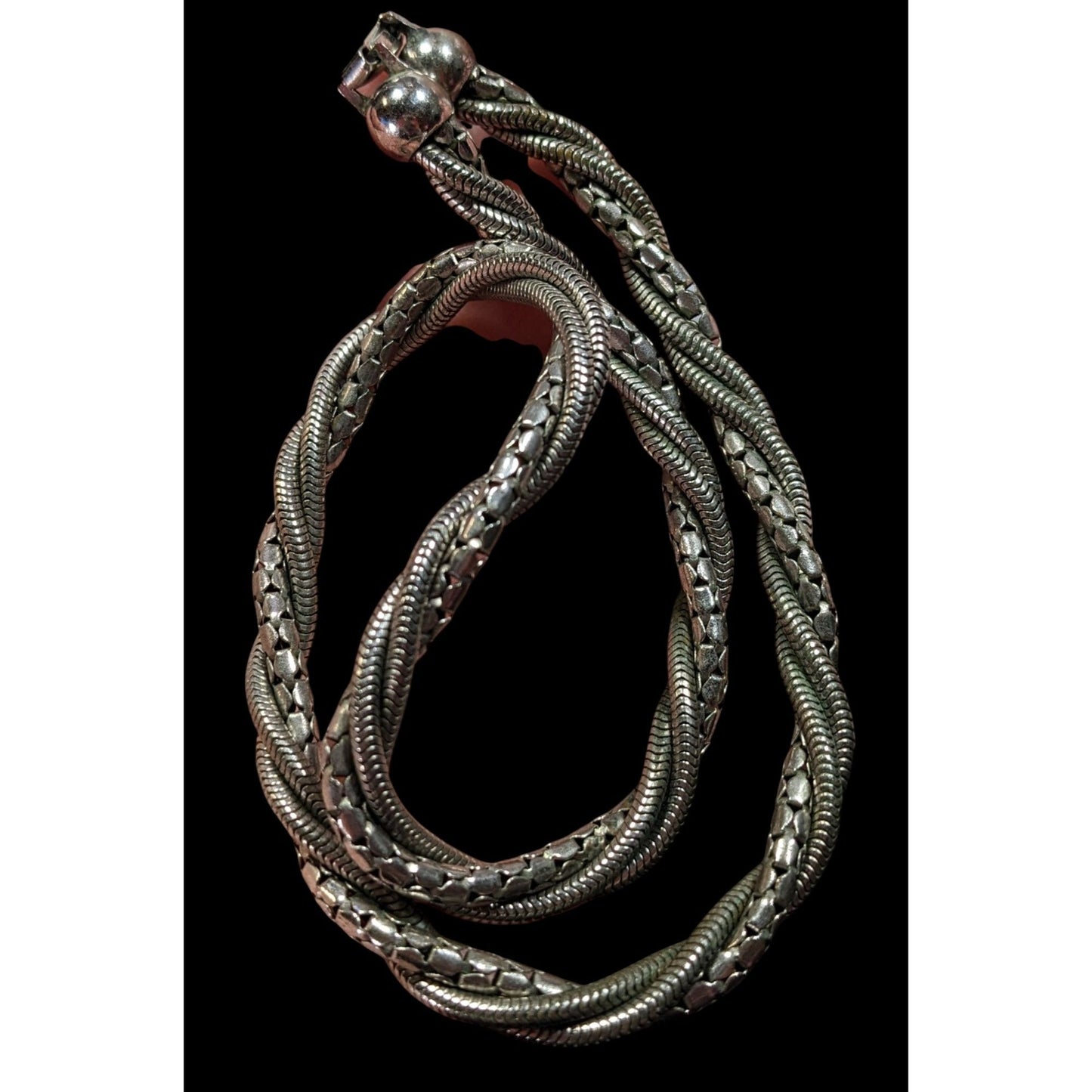 Elegant Twisted Multi-Chain Silver Tone Necklace