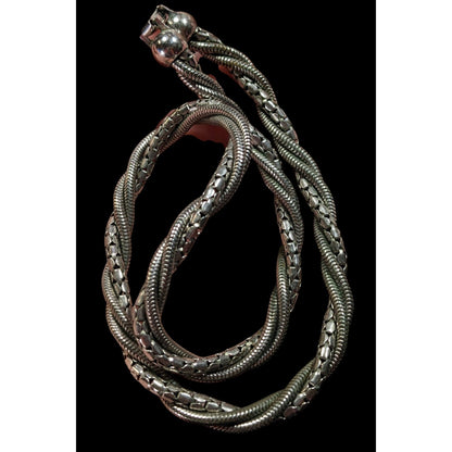 Elegant Twisted Multi-Chain Silver Tone Necklace