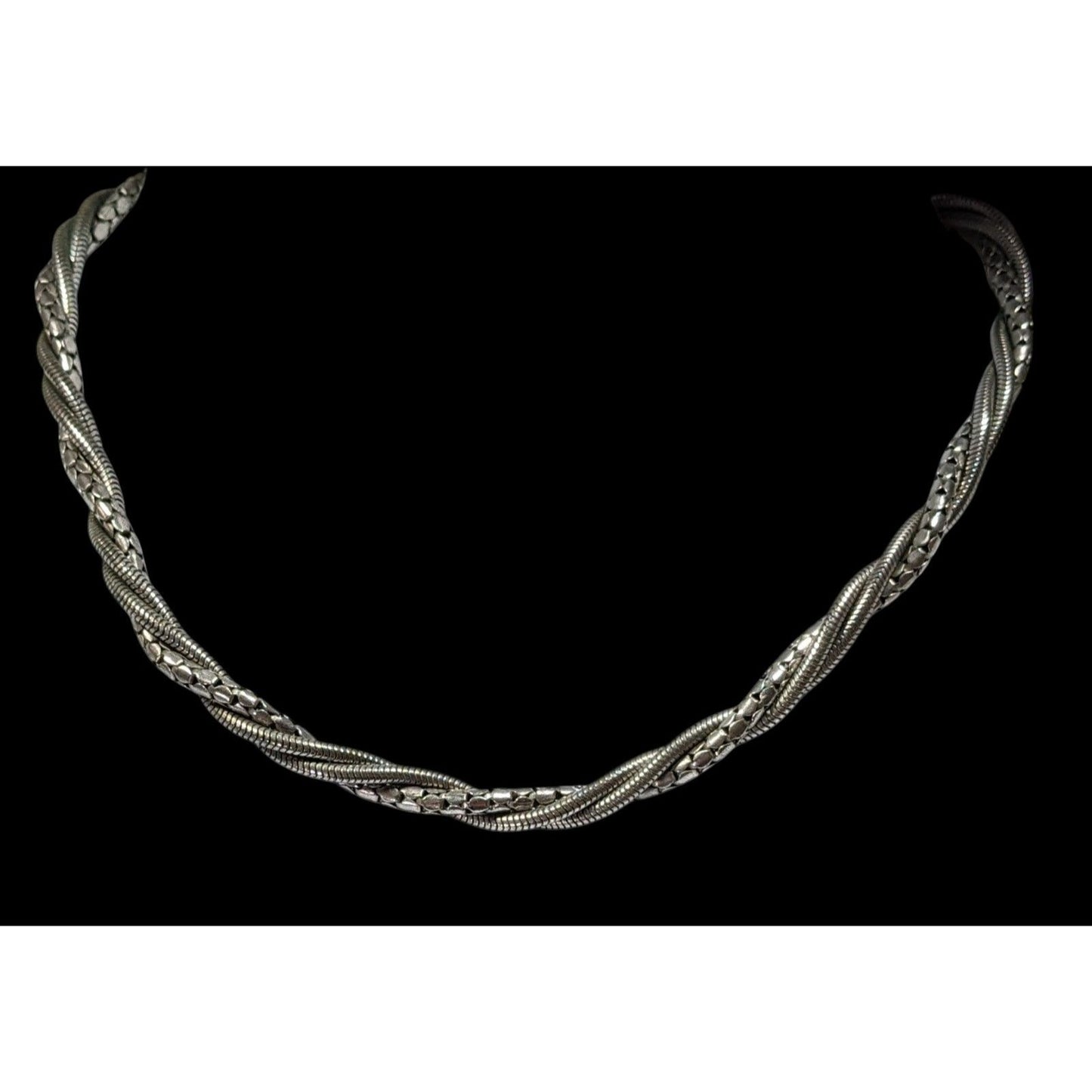 Elegant Twisted Multi-Chain Silver Tone Necklace