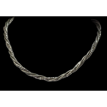 Elegant Twisted Multi-Chain Silver Tone Necklace