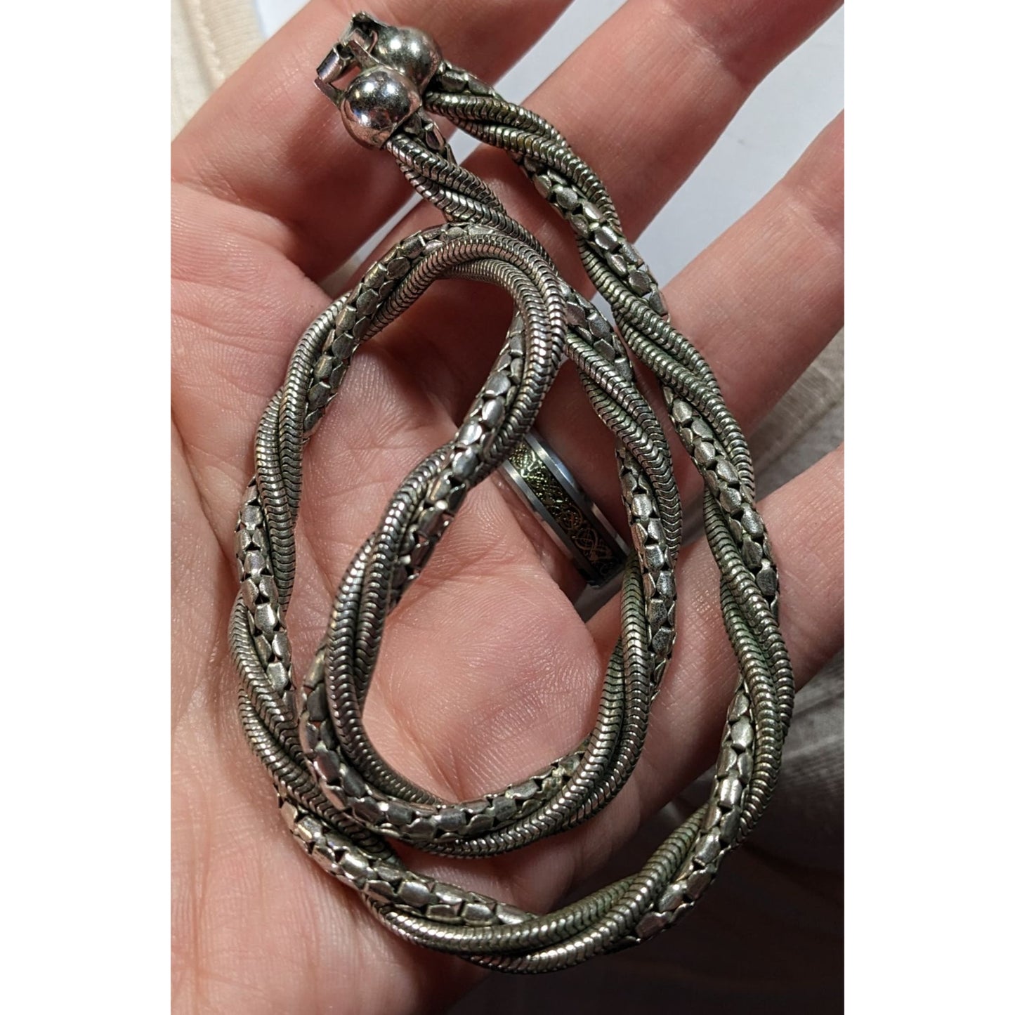 Elegant Twisted Multi-Chain Silver Tone Necklace