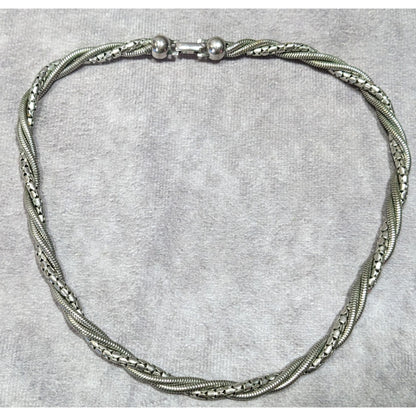 Elegant Twisted Multi-Chain Silver Tone Necklace