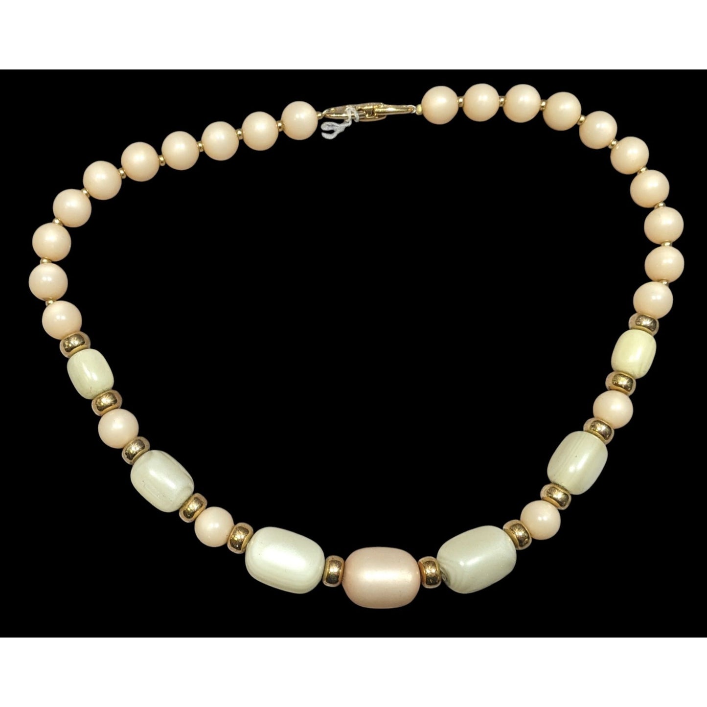 Vintage Napier Pastel Satin Finish Beaded Necklace With Gold Tone Accents