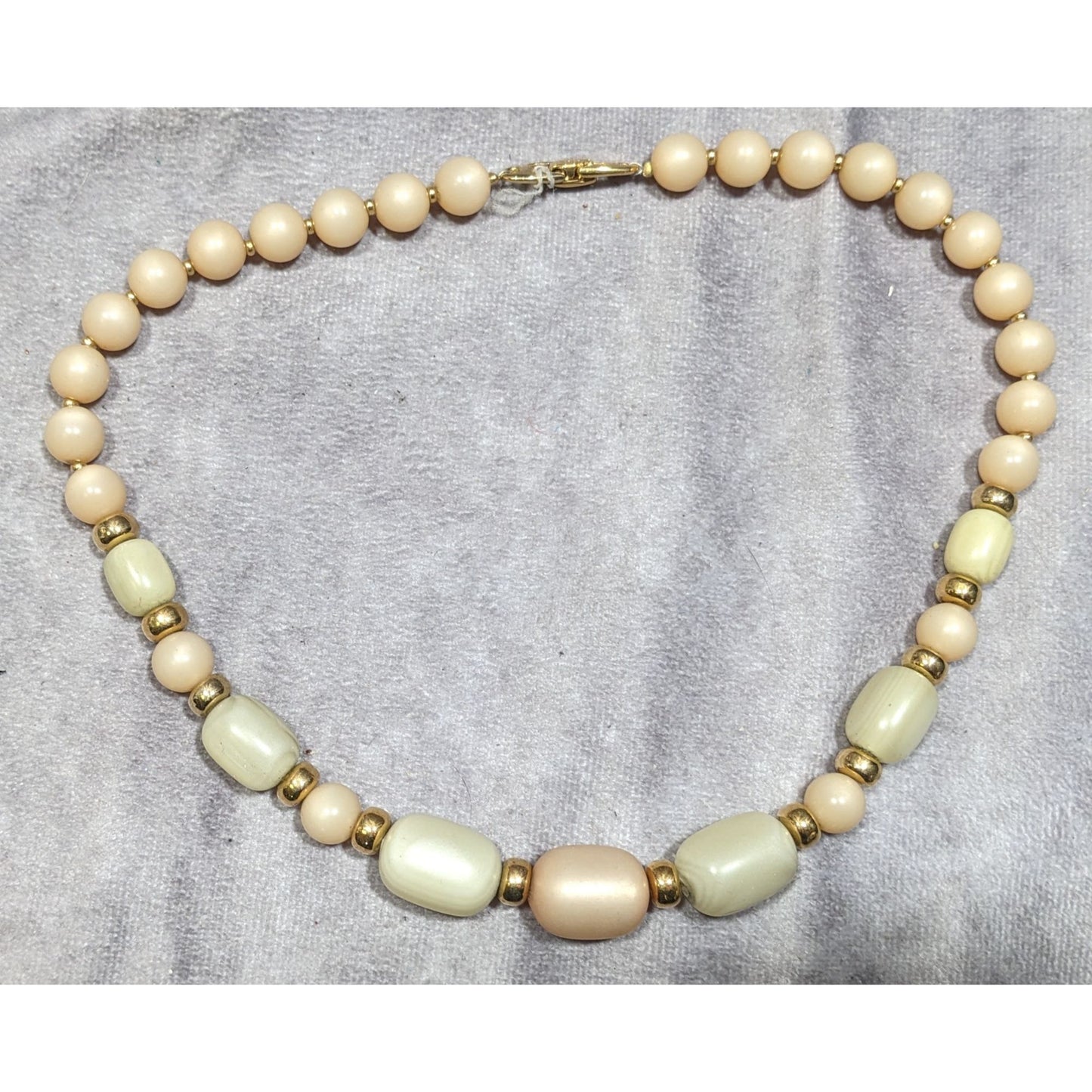 Vintage Napier Pastel Satin Finish Beaded Necklace With Gold Tone Accents