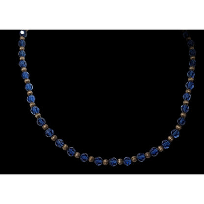 Casual Silver Tone And Blue Beaded Necklace