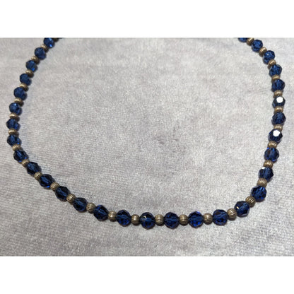 Casual Silver Tone And Blue Beaded Necklace