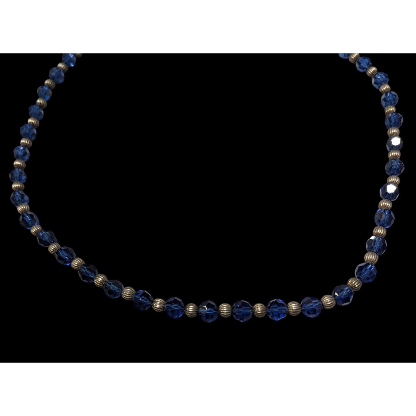 Casual Silver Tone And Blue Beaded Necklace