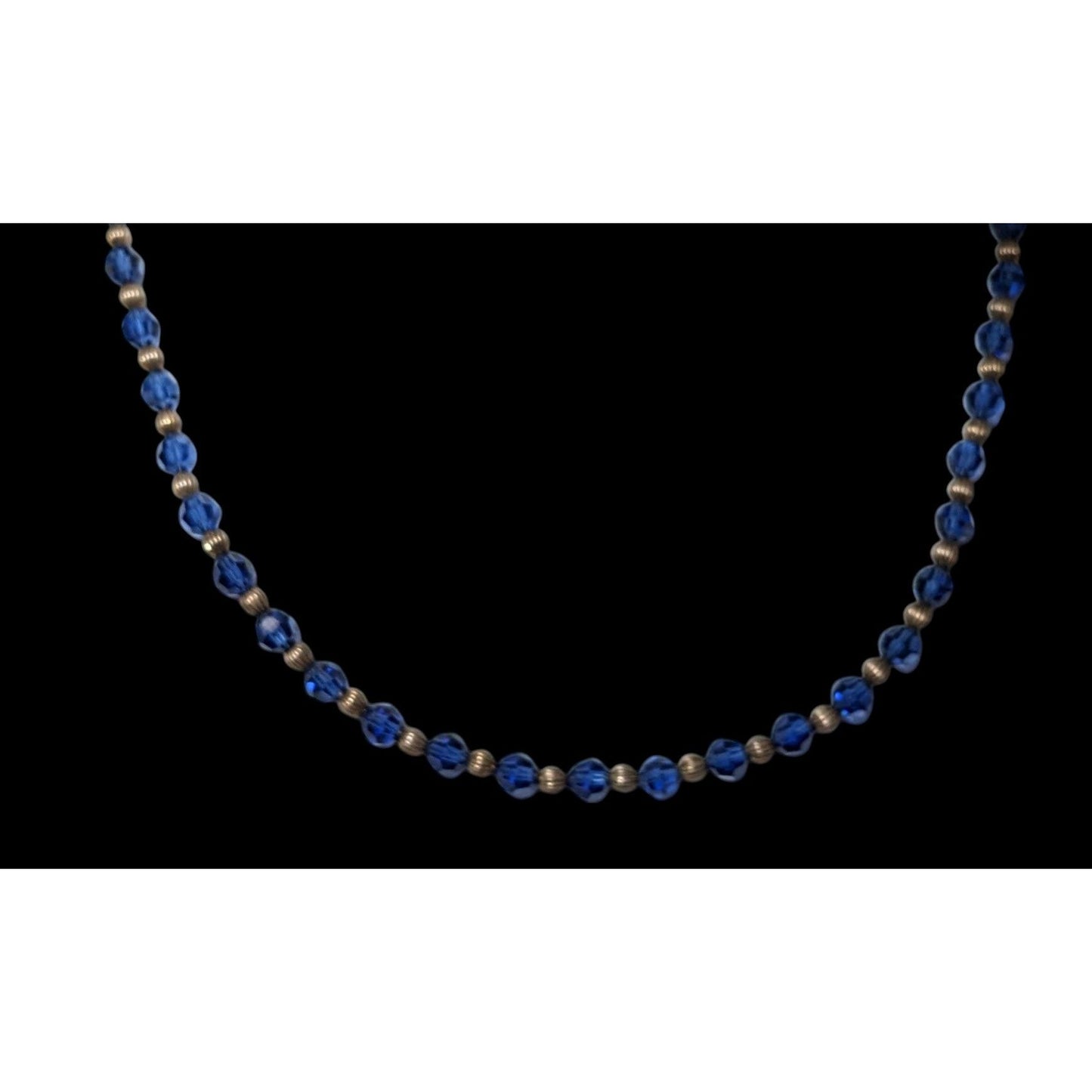 Casual Silver Tone And Blue Beaded Necklace