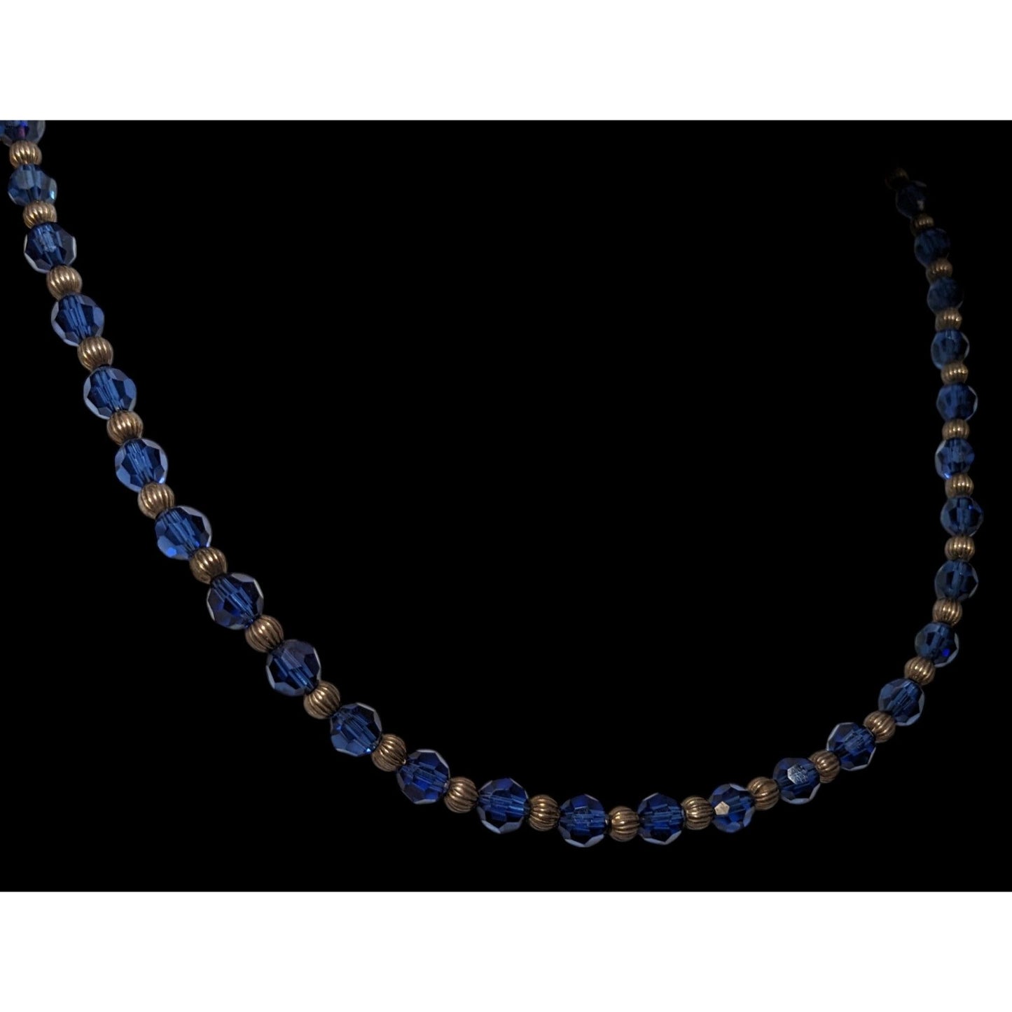 Casual Silver Tone And Blue Beaded Necklace