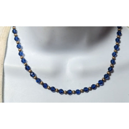 Casual Silver Tone And Blue Beaded Necklace