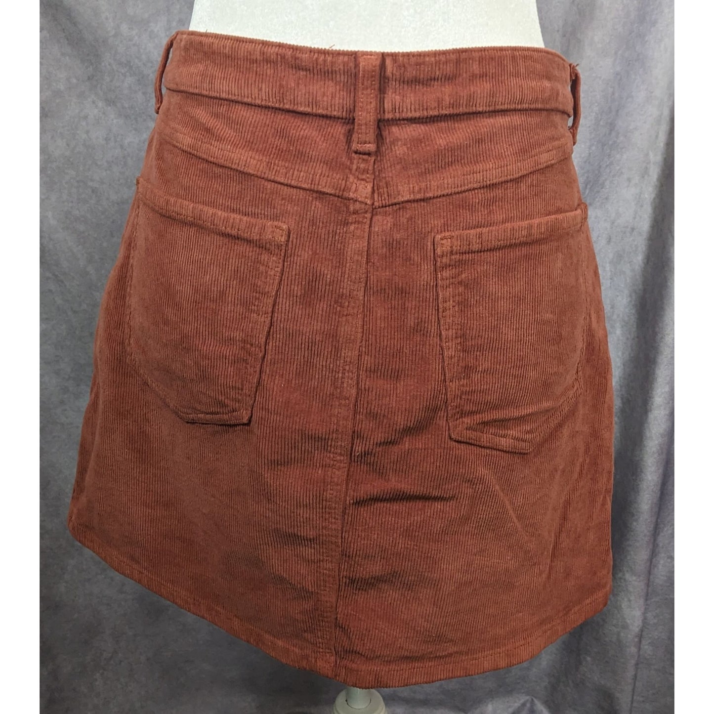 SO Retro Brown Corduroy Full Zip Front Skirt