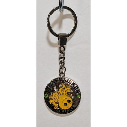 Isla Mujeres Mexico Souvenir Keychain With Spinning Smiling Yellow Octopus