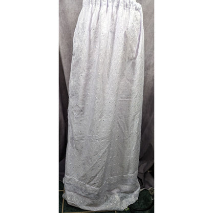 Handmade Floral Embroidered White With Purple Tint Maxi Skirt