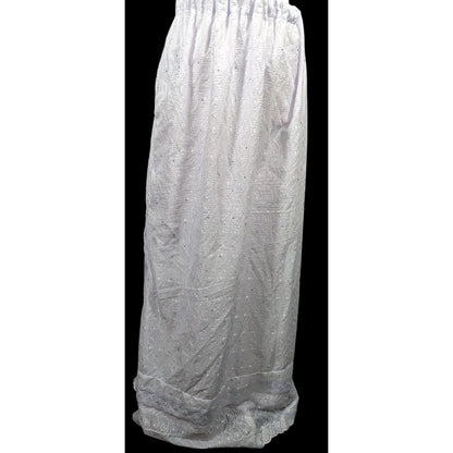 Handmade Floral Embroidered White With Purple Tint Maxi Skirt