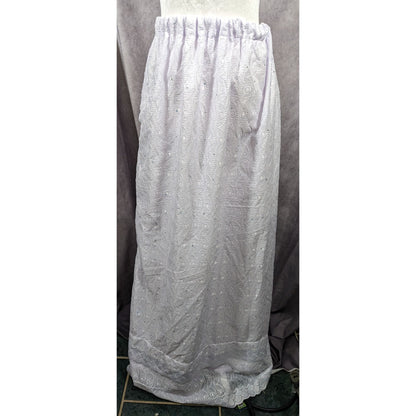 Handmade Floral Embroidered White With Purple Tint Maxi Skirt