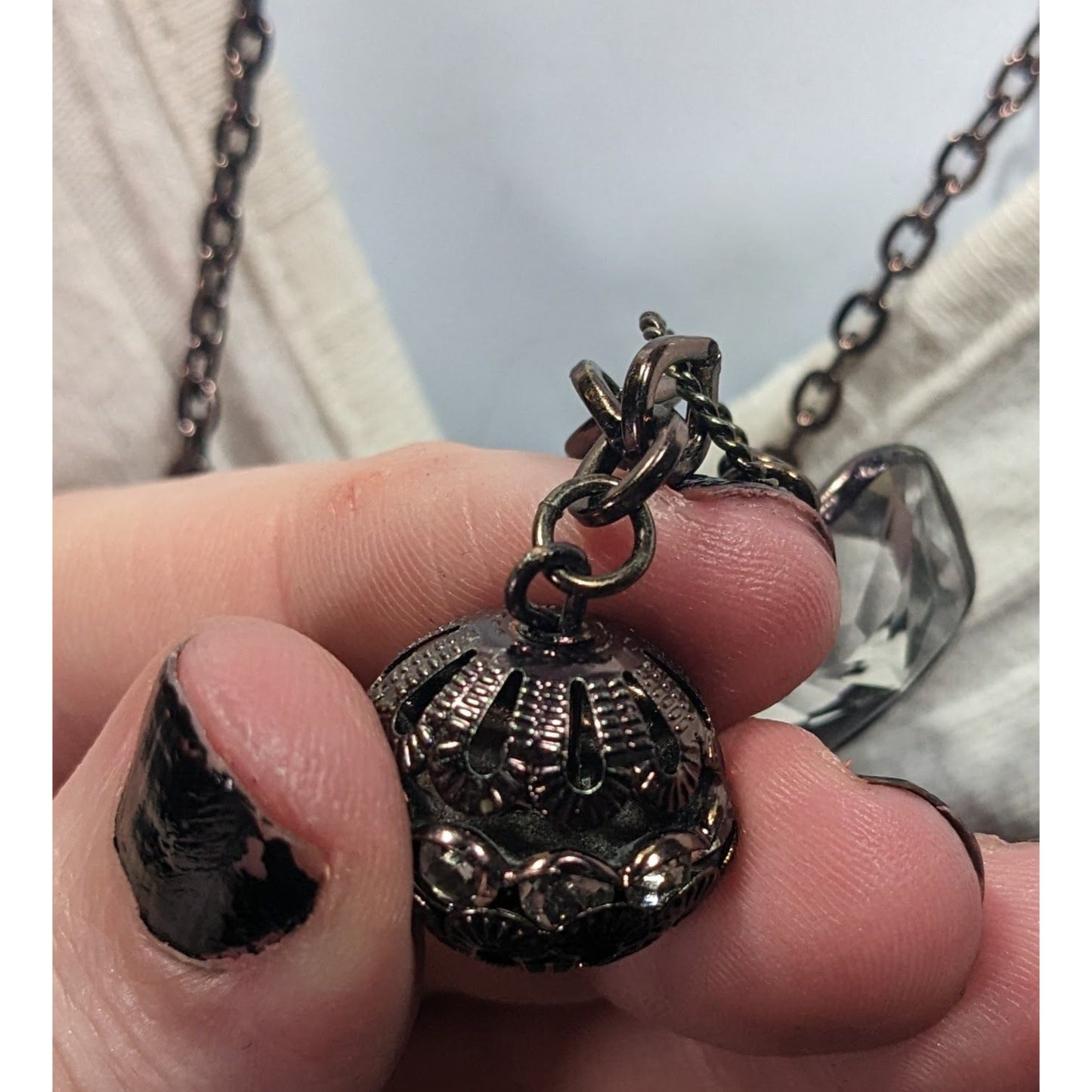 Steampunk Floral Gemmed Cluster Pendant Necklace