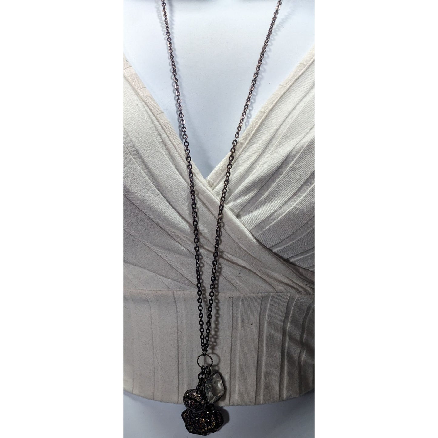 Steampunk Floral Gemmed Cluster Pendant Necklace