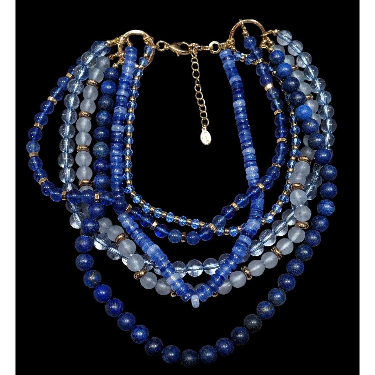 Vintage Ann Taylor Loft Layered Glass And Stone Beaded Necklace