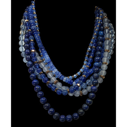 Vintage Ann Taylor Loft Layered Glass And Stone Beaded Necklace