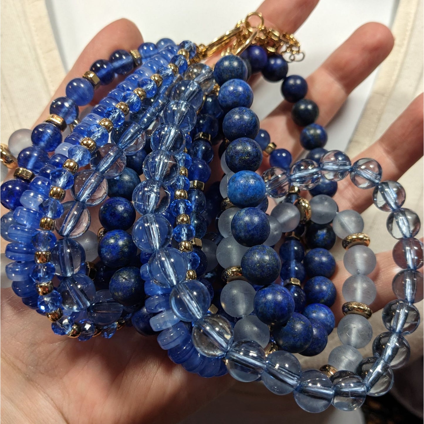 Vintage Ann Taylor Loft Layered Glass And Stone Beaded Necklace