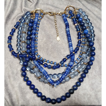 Vintage Ann Taylor Loft Layered Glass And Stone Beaded Necklace