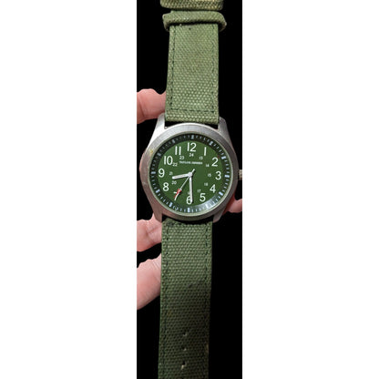 Taylor Jensen Rustic Green Canvas Strap Analog Wristwatch