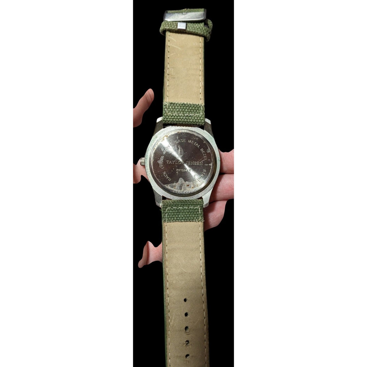 Taylor Jensen Rustic Green Canvas Strap Analog Wristwatch