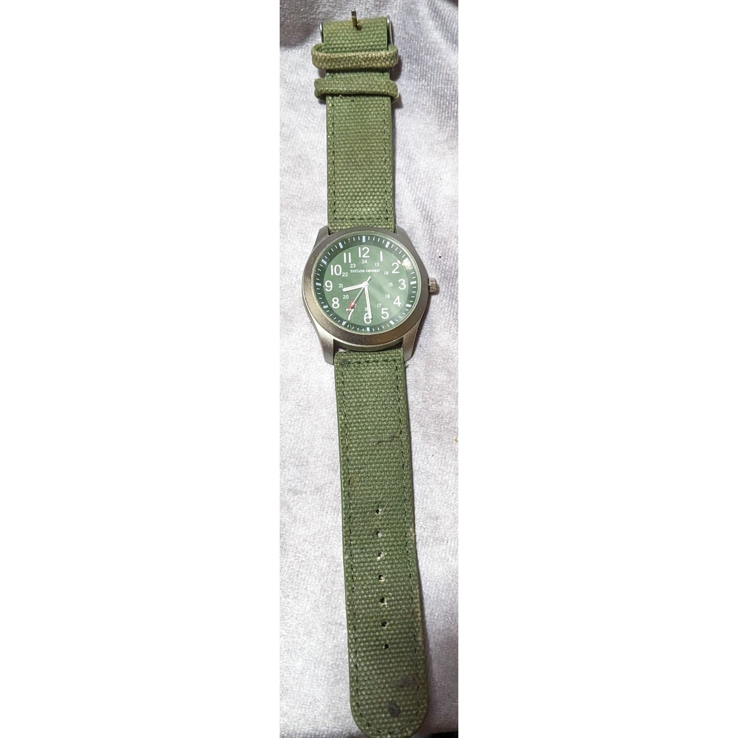 Taylor Jensen Rustic Green Canvas Strap Analog Wristwatch