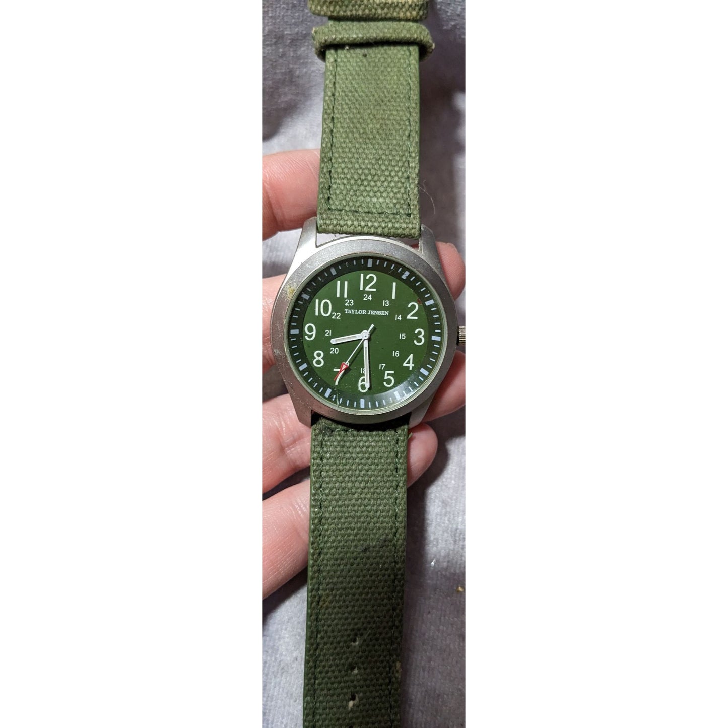 Taylor Jensen Rustic Green Canvas Strap Analog Wristwatch