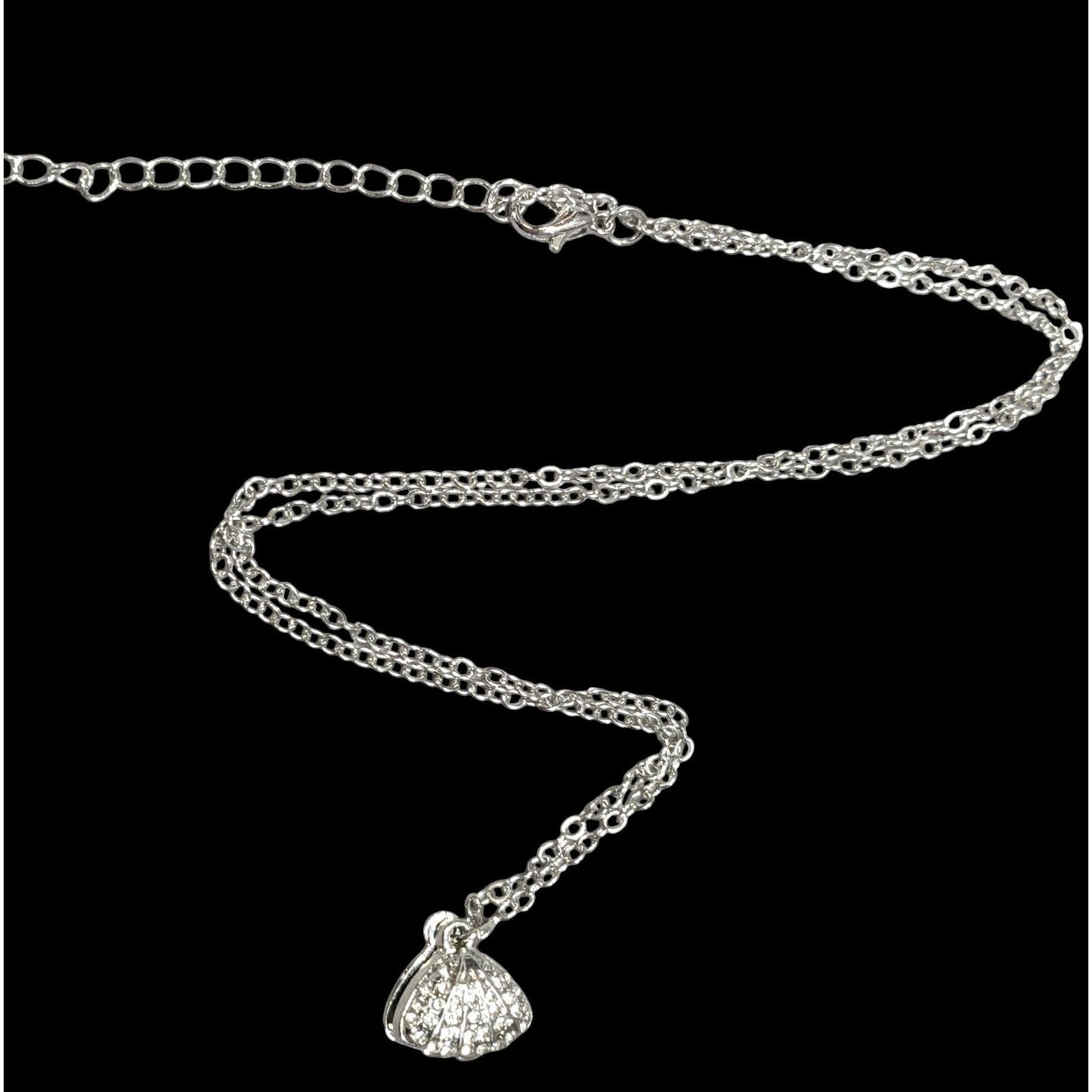 Mermaidcore Glam Opening Shell Rhinestone Pendant Necklace With Enclosed Faux Pearl